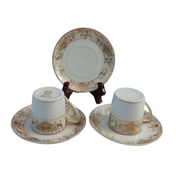 Pair Noritake Christmas Ball M Demitasse Cup Saucer Japan - Picture 4 of 8